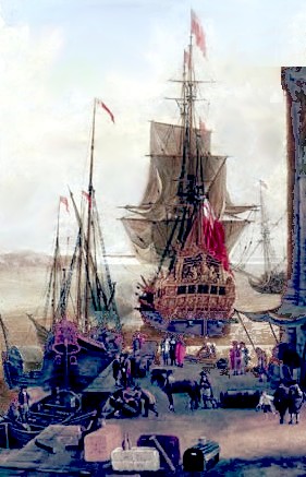 English and Dutch Ships Taking on Stores