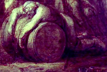 Drunkard Lying on Barrel