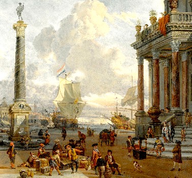 Harbour Scene with Merchants