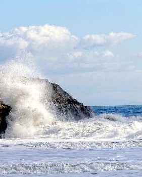 Waves Crashing on a Cliff