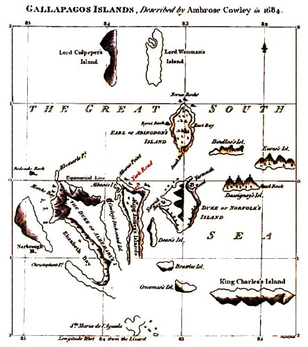 Cowley's Map of the Galapagos