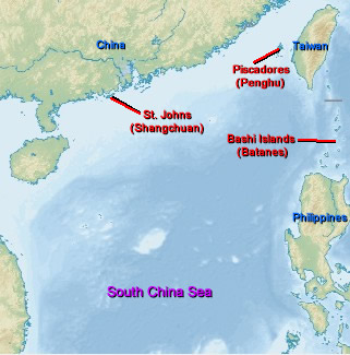 Locations in South China Sea 