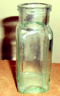 Square Green Glass Medicine Bottle