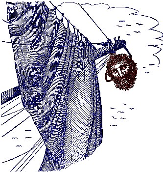 Black-beard's Head Hanging from the Bolt-sprit