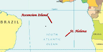 Ascension Island and St. Helena Map