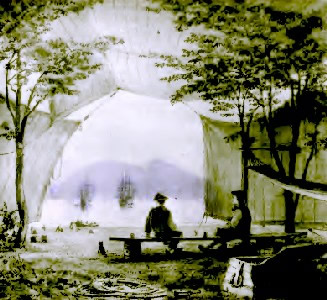Captains Rogers and Dover in a large Tent