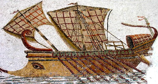 A mosaic of a Roman Trireme